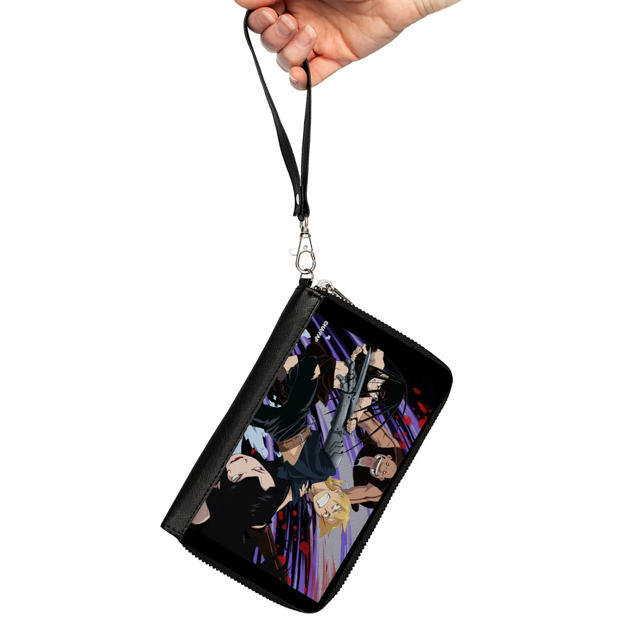 PU Zip Around Wallet Rectangle - Fullmetal Alchemist Brotherhood Edward and Three Homunculi Group Scene