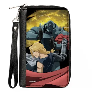 PU Zip Around Wallet Rectangle - Fullmetal Alchemist Brotherhood Elric Brothers Yellow Sky Pose