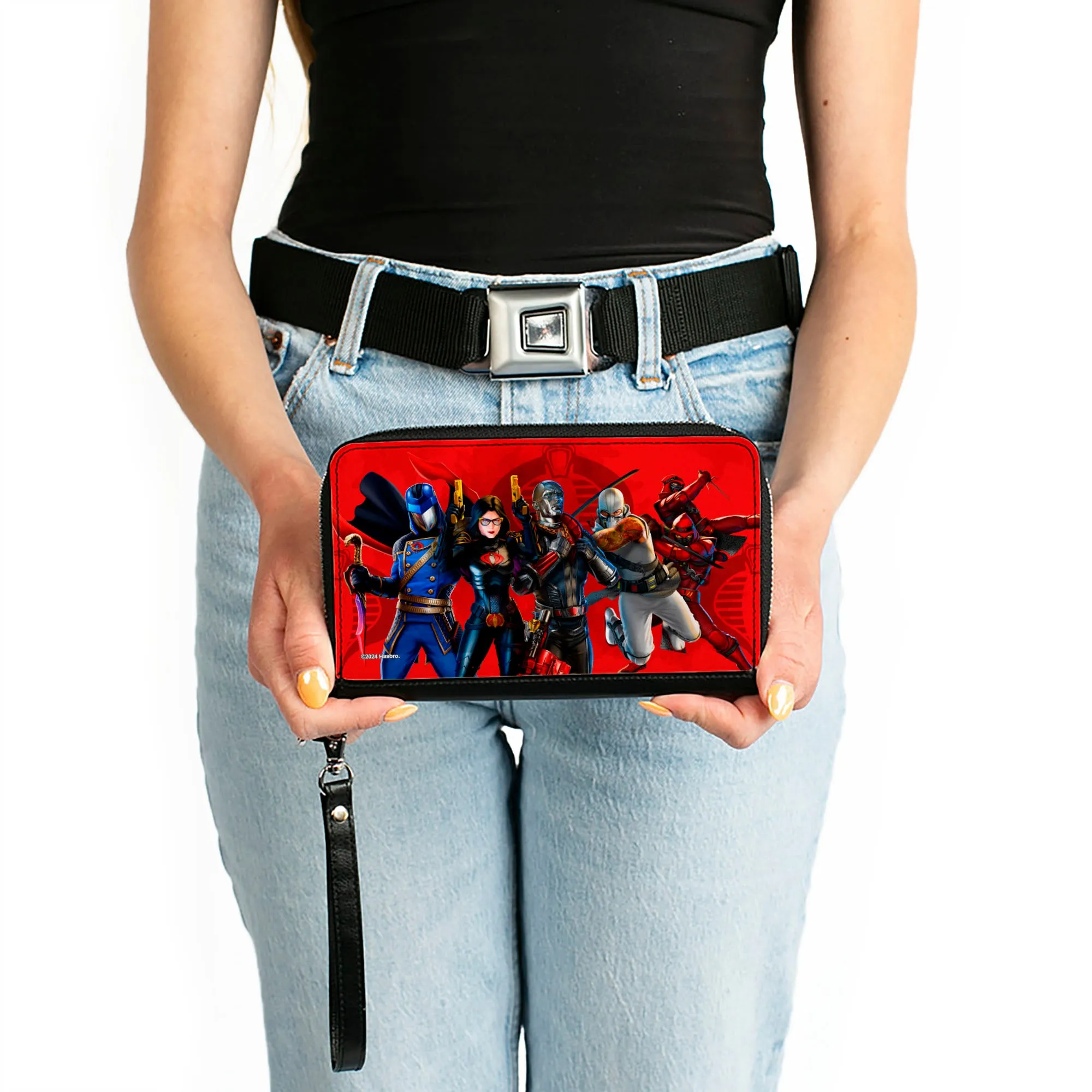 PU Zip Around Wallet Rectangle - GI Joe COBRA Agents Group Pose and Logo Reds