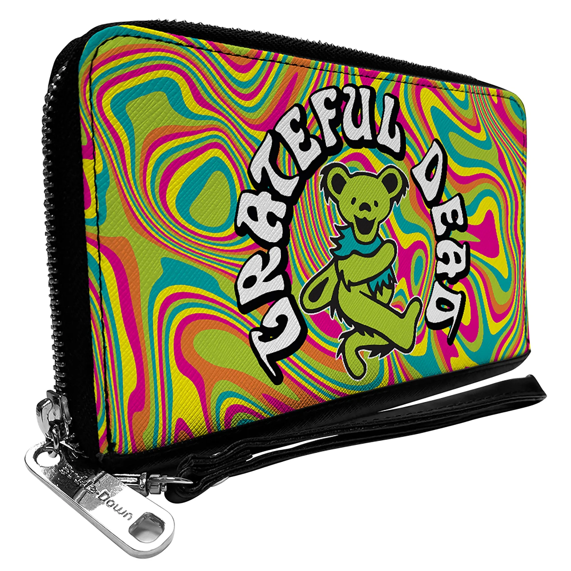 PU Zip Around Wallet Rectangle - GRATEFUL DEAD Dancing Bear Icon Swirl Multi Color/White/Black