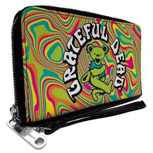 PU Zip Around Wallet Rectangle - GRATEFUL DEAD Dancing Bear Icon Swirl Multi Color/White/Black