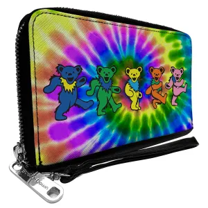 PU Zip Around Wallet Rectangle - Grateful Dead Dancing Bears Swirl Tie Dye Multi Color