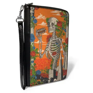 PU Zip Around Wallet Rectangle - Grateful Dead Dave's Picks Skull and Roses Cover Orange
