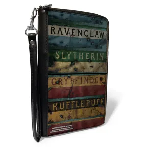 PU Zip Around Wallet Rectangle - GRYFFINDOR & HUFFLEPUFF Burnt Banners