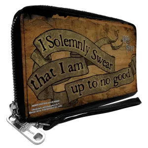 PU Zip Around Wallet Rectangle - Harry Potter I SOLEMNLY SWEAR THAT I AM UP TO NO GOOD Banner Tan/Black