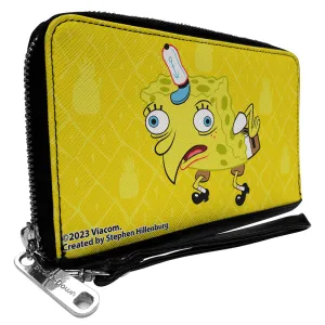 PU Zip Around Wallet Rectangle - Mocking SpongeBob Pose Pineapple Yellows