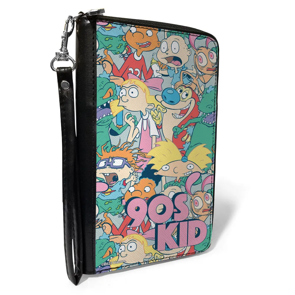PU Zip Around Wallet Rectangle - Nick Rewind 90'S KID Character Mash Up Collage