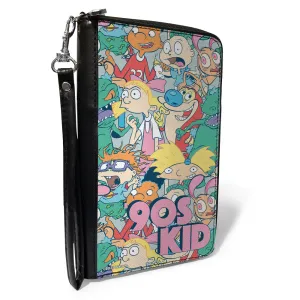 PU Zip Around Wallet Rectangle - Nick Rewind 90'S KID Character Mash Up Collage