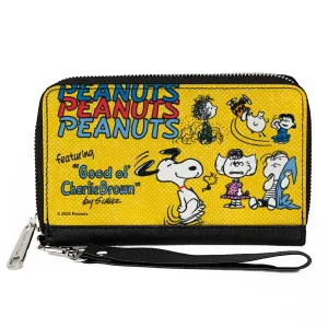 PU Zip Around Wallet Rectangle - PEANUTS Gang FEATURING GOOD OL CHARLIE BROWN Character Poses Yellow/Multi Color