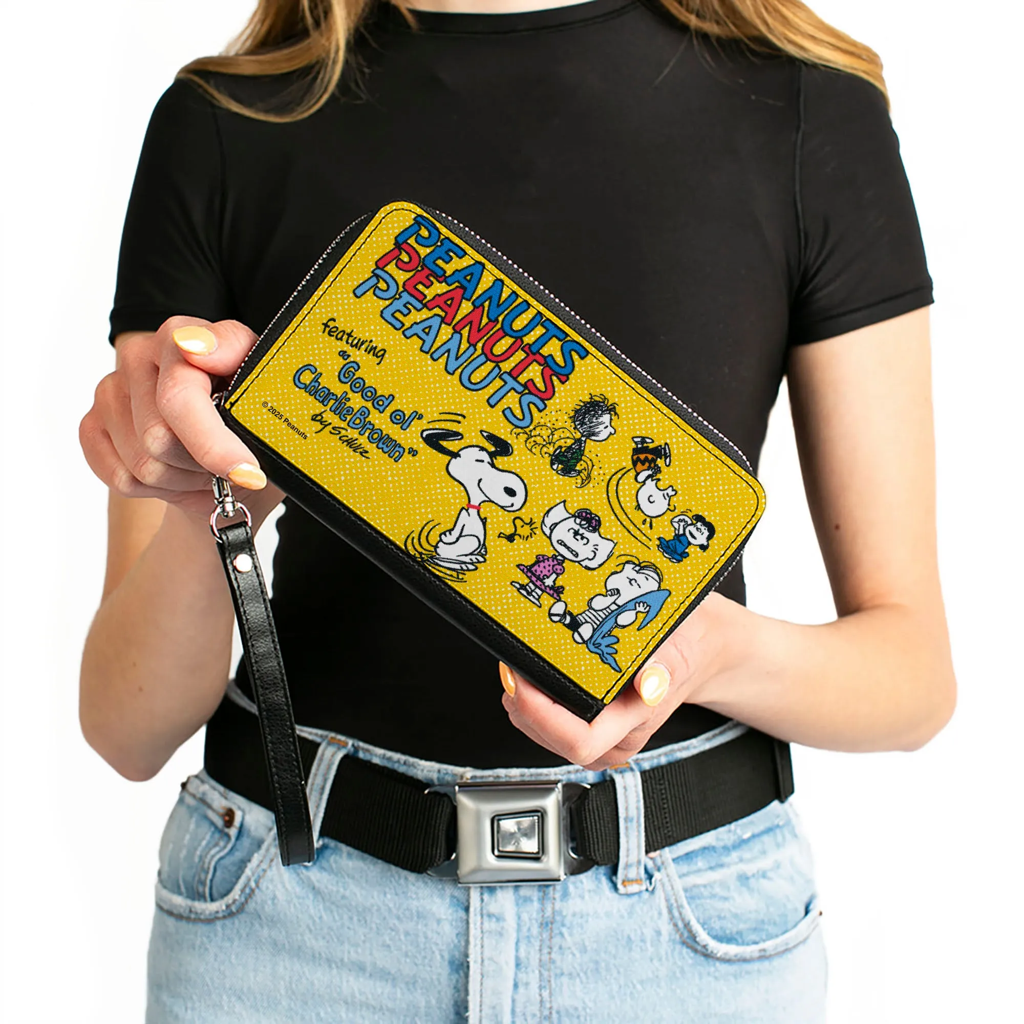 PU Zip Around Wallet Rectangle - PEANUTS Gang FEATURING GOOD OL CHARLIE BROWN Character Poses Yellow/Multi Color