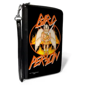 PU Zip Around Wallet Rectangle - Rick and Morty BIRD PERSON Pentagram Fire Pose Black/Red