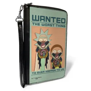 PU Zip Around Wallet Rectangle - Rick and Morty WANTED Poster THE WORST THING Pose