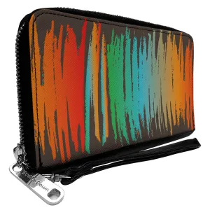 PU Zip Around Wallet Rectangle - Scribble Zarape Fade Brown/Multi Color