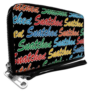 PU Zip Around Wallet Rectangle - SNATCHED Script Black/Multi Color