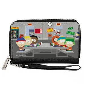 PU Zip Around Wallet Rectangle - South Park Boys Group Cafeteria Table Scene