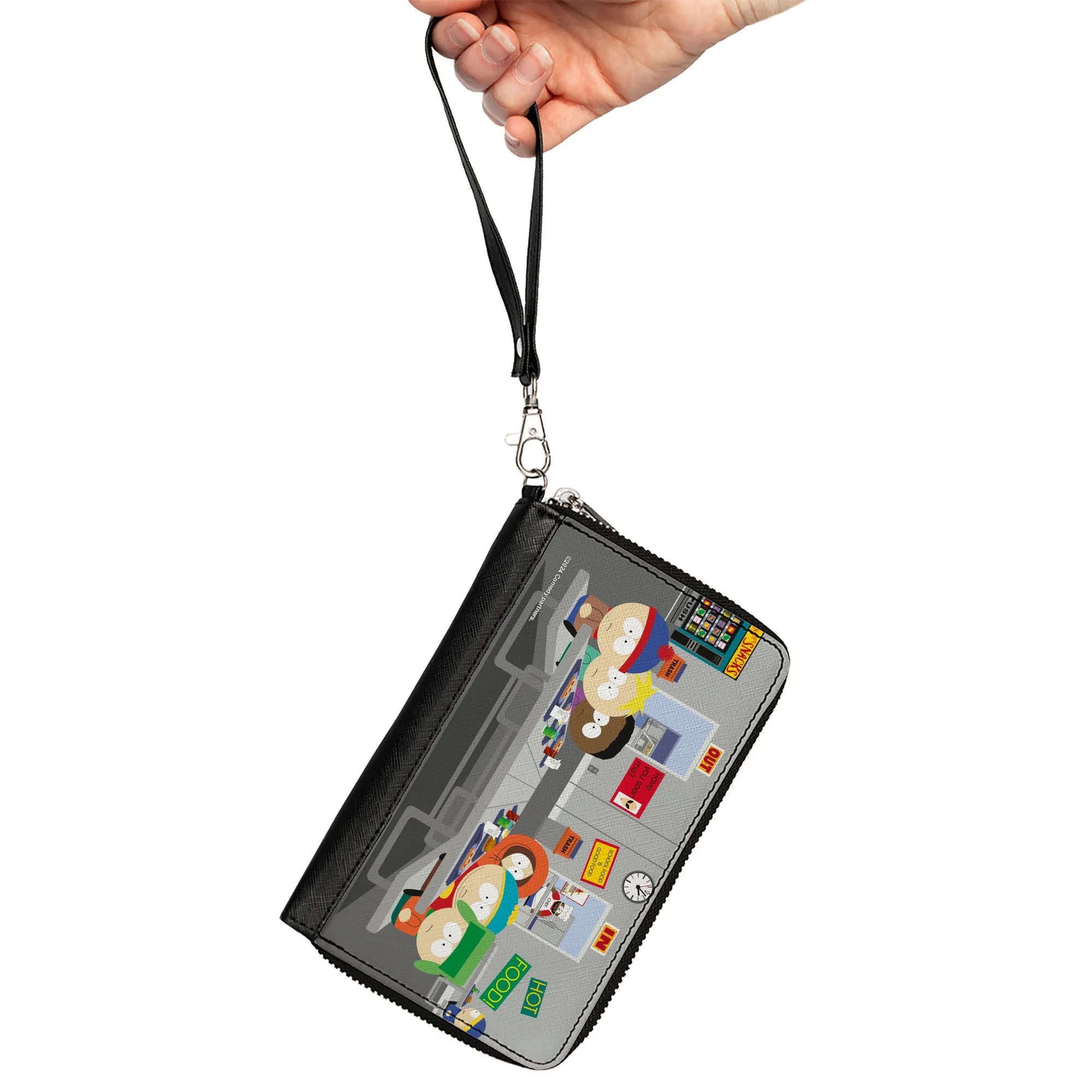 PU Zip Around Wallet Rectangle - South Park Boys Group Cafeteria Table Scene
