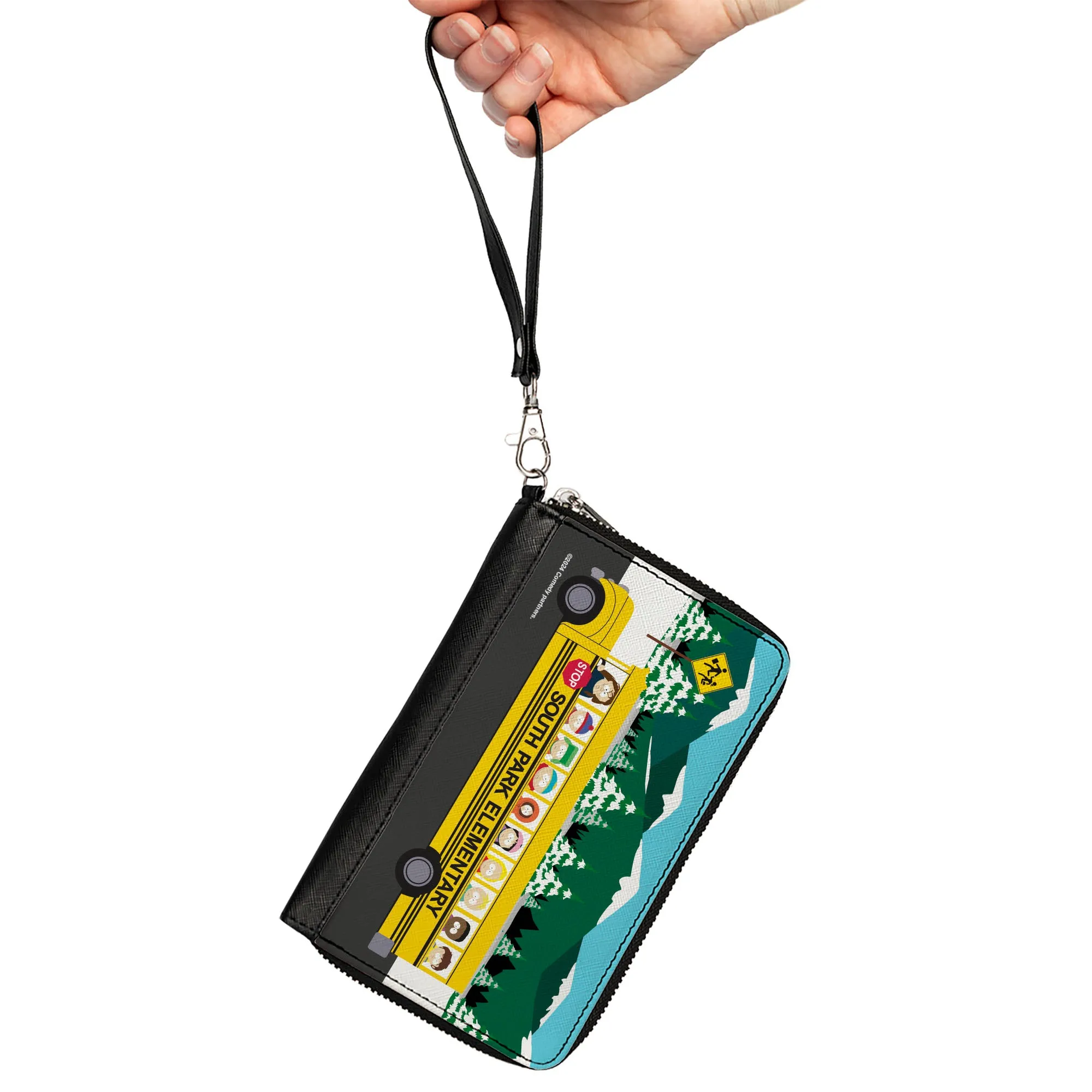 PU Zip Around Wallet Rectangle - SOUTH PARK ELEMENTARY School Bus Character Group Scene