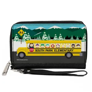 PU Zip Around Wallet Rectangle - SOUTH PARK ELEMENTARY School Bus Character Group Scene