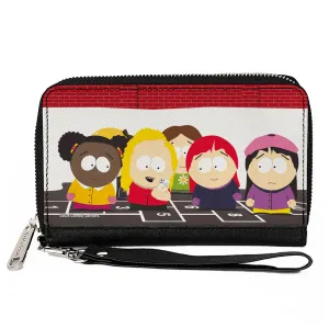 PU Zip Around Wallet Rectangle - South Park Girls Deep Learning Hopscotch Group Scene