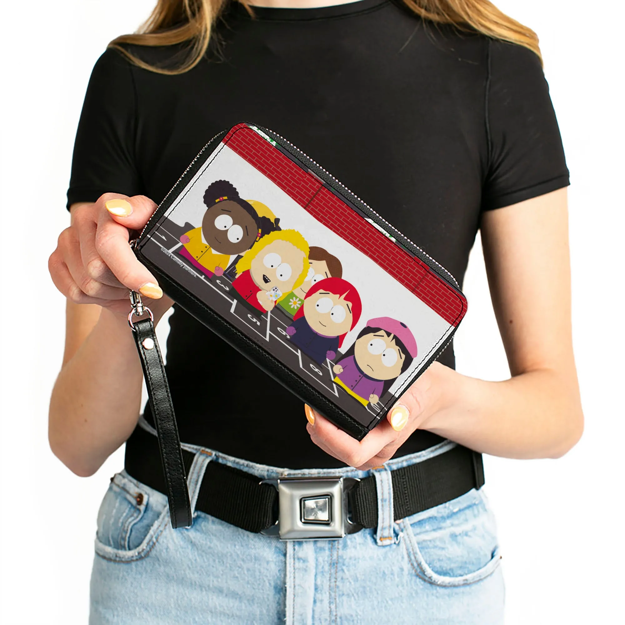 PU Zip Around Wallet Rectangle - South Park Girls Deep Learning Hopscotch Group Scene