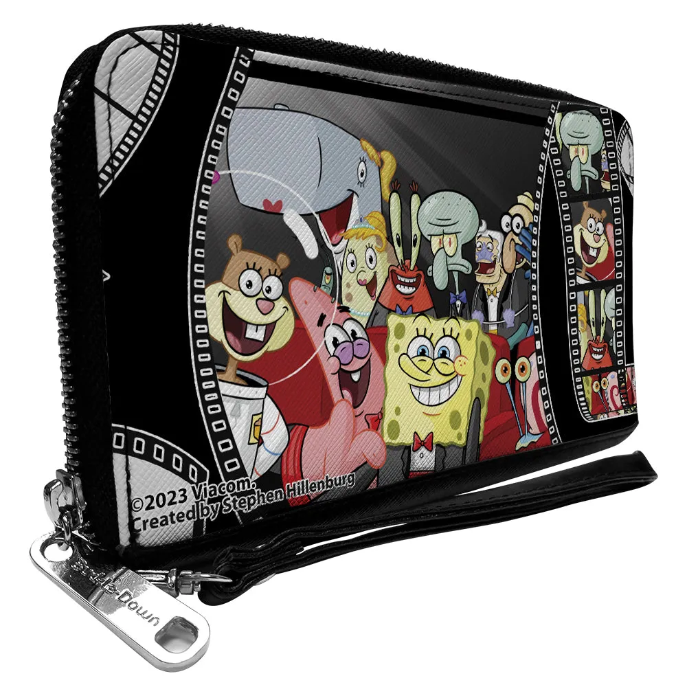 PU Zip Around Wallet Rectangle - SpongeBob Group on Red Carpet Film Strip