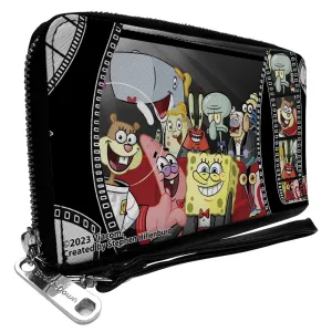 PU Zip Around Wallet Rectangle - SpongeBob Group on Red Carpet Film Strip