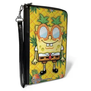 PU Zip Around Wallet Rectangle - SpongeBob SquarePants Pineapple Eyes Pose Pineapple Gold