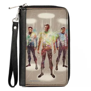 PU Zip Around Wallet Rectangle - Star Trek Crew Trio Beam Transporter Pose