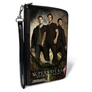 PU Zip Around Wallet Rectangle - SUPERNATURAL Dean, Sam & Castiel Standing Pose JOIN THE HUNT