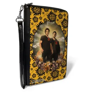 PU Zip Around Wallet Rectangle - Supernatural Winchester Brothers Saints and Sinners Pose and Icon Yellow/Black