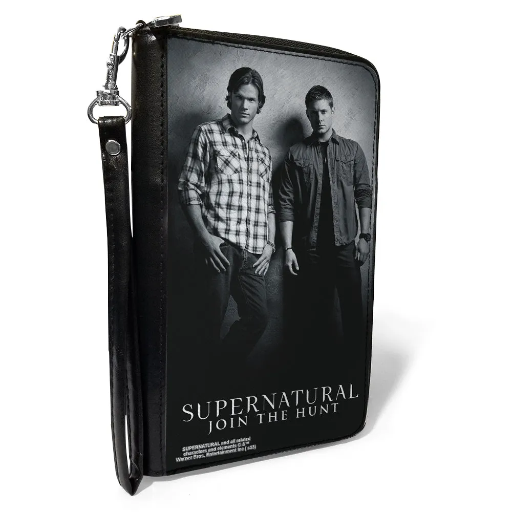 PU Zip Around Wallet Rectangle - SUPERNATURAL Winchster Brothers Black/White