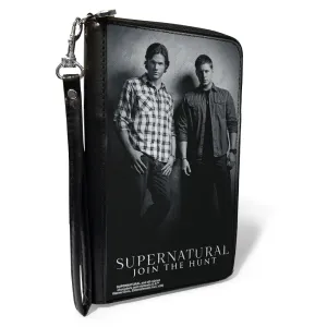 PU Zip Around Wallet Rectangle - SUPERNATURAL Winchster Brothers Black/White