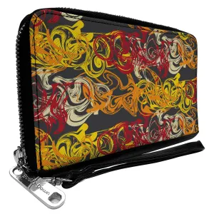 PU Zip Around Wallet Rectangle - Swirl Mix Gray/Multi Color