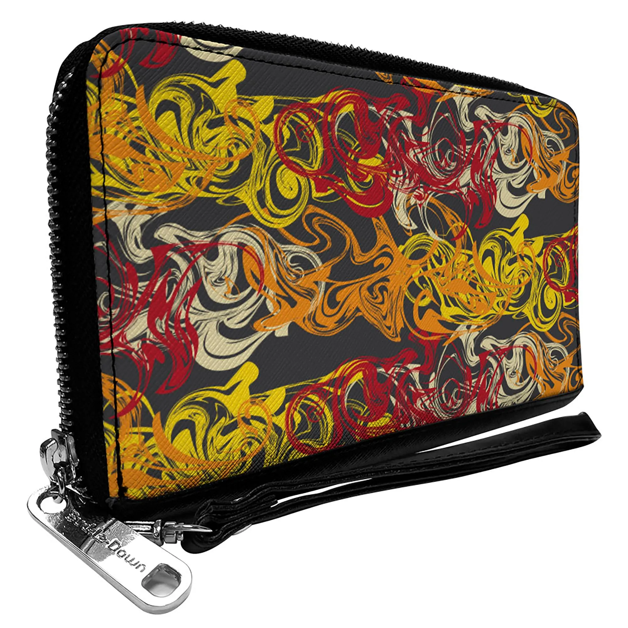 PU Zip Around Wallet Rectangle - Swirl Mix Gray/Multi Color
