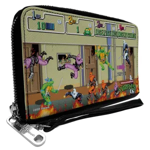 PU Zip Around Wallet Rectangle - Teenage Mutant Ninja Turtles 8-Bit Video Battle Scene