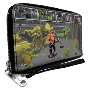 PU Zip Around Wallet Rectangle - Teenage Mutant Ninja Turtles and Bebop Arcade Battle Scene