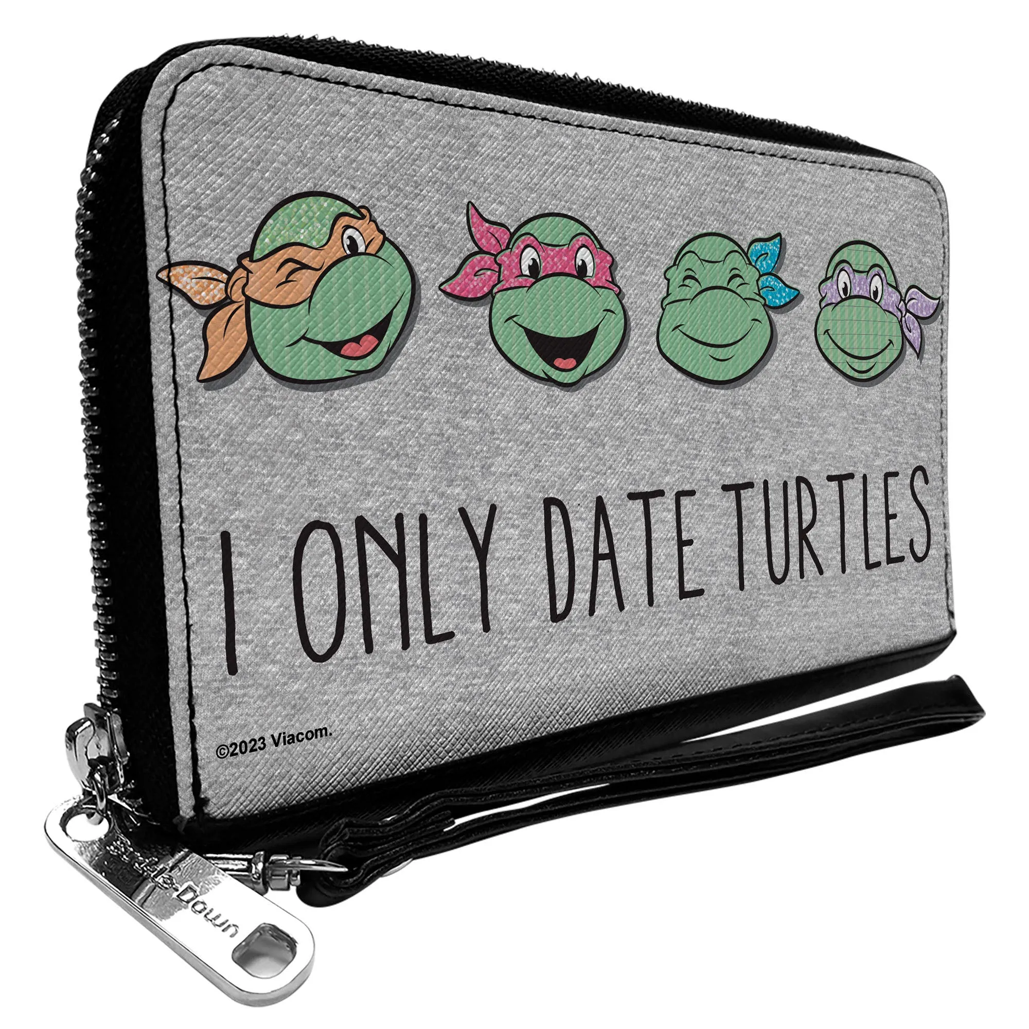 PU Zip Around Wallet Rectangle - Teenage Mutant Ninja Turtles I ONLY DATE TURTLES Expressions Grays