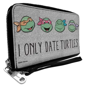 PU Zip Around Wallet Rectangle - Teenage Mutant Ninja Turtles I ONLY DATE TURTLES Expressions Grays