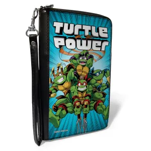 PU Zip Around Wallet Rectangle - Teenage Mutant Ninja Turtles TURTLE POWER Group Pose Rays Blues