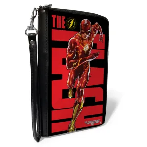 PU Zip Around Wallet Rectangle - THE FLASH Title and Running Action Pose Black/Red/Yellow