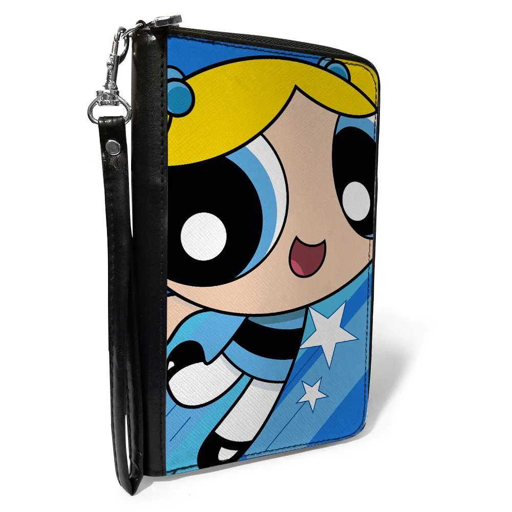 PU Zip Around Wallet Rectangle - The Powerpuff Girls Bubbles Close-Up Pose Blues