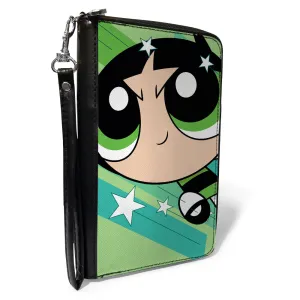 PU Zip Around Wallet Rectangle - The Powerpuff Girls Buttercup Close-Up Pose Greens