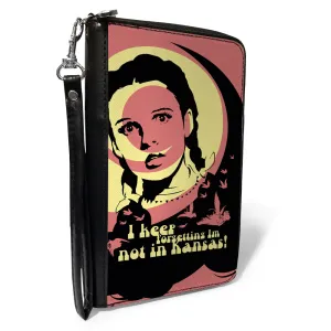 PU Zip Around Wallet Rectangle - The Wizard of Oz Dorothy and Flying Monkeys NOT IN KANSAS Quote Black/Yellow/Pink