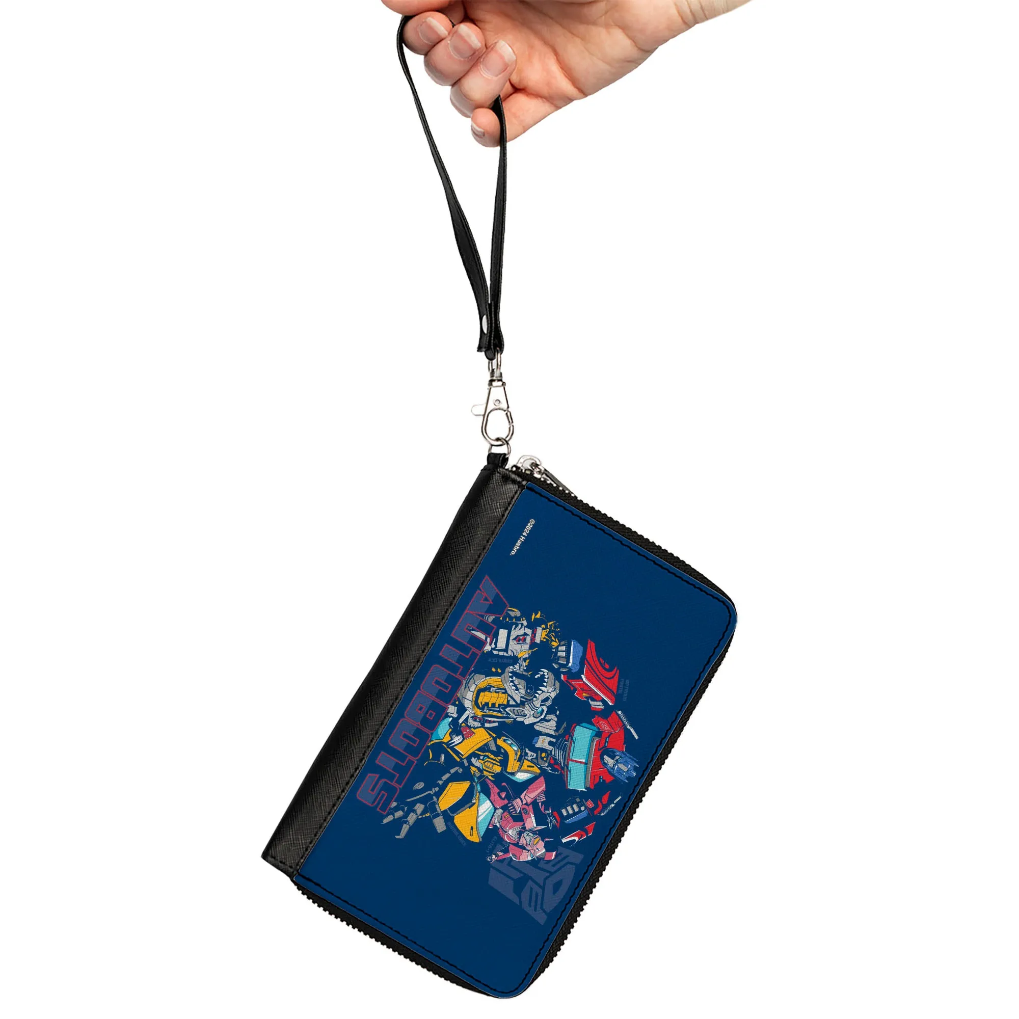 PU Zip Around Wallet Rectangle - Transformers AUTOBOTS Group Pose and Text Blues