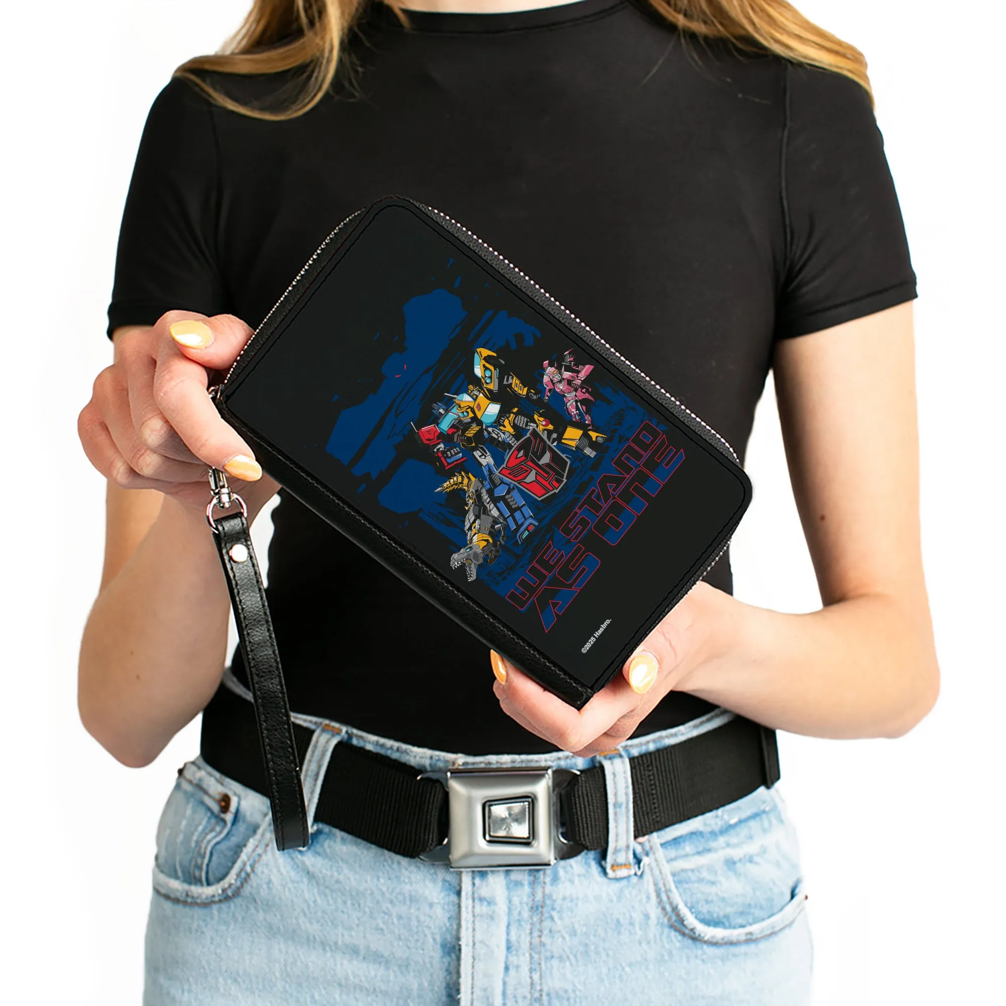 PU Zip Around Wallet Rectangle - Transformers Autobots WE STAND AS ONE Group Pose Black/Blue/Red