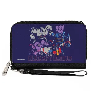 PU Zip Around Wallet Rectangle - Transformers DECEPTICONS Group Pose and Text Blues