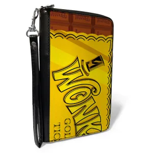 PU Zip Around Wallet Rectangle - Willy Wonka and the Chocolate Factory Golden Ticket Wonka Bar