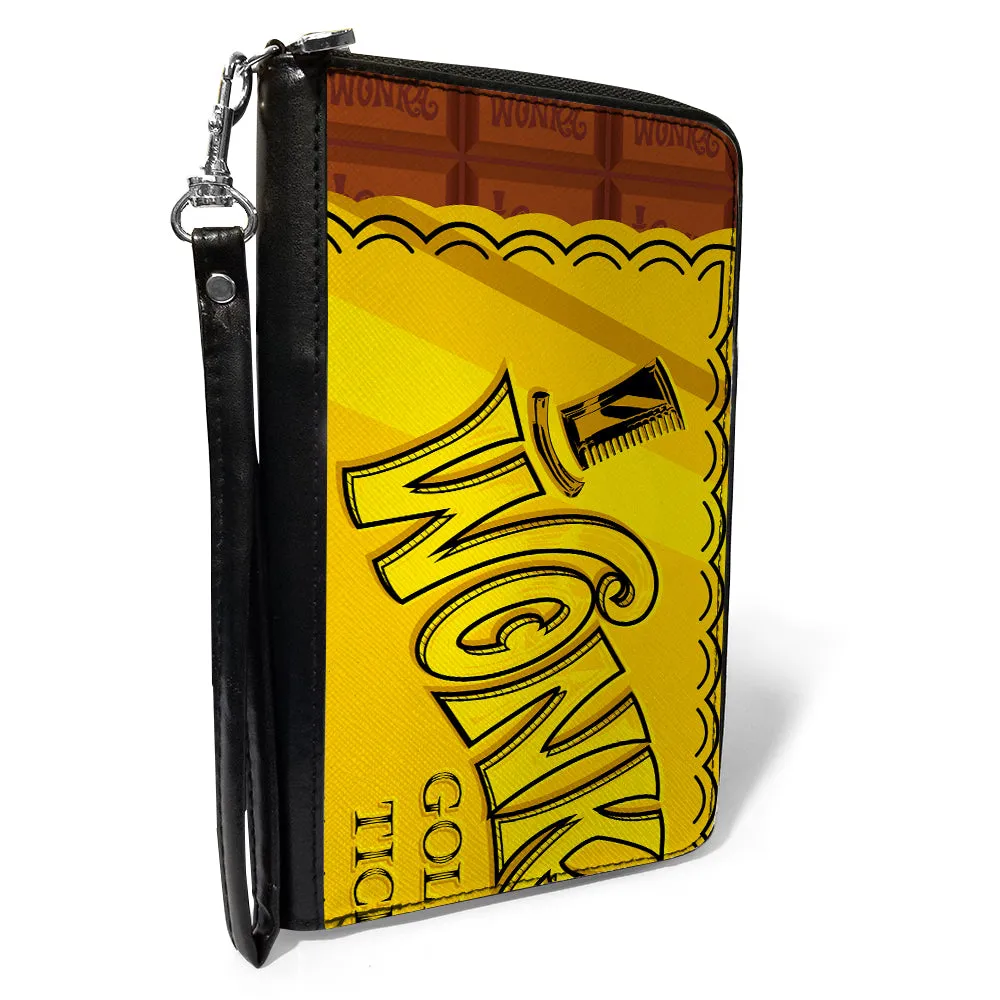 PU Zip Around Wallet Rectangle - Willy Wonka and the Chocolate Factory Golden Ticket Wonka Bar