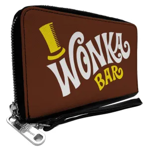 PU Zip Around Wallet Rectangle - Willy Wonka and the Chocolate Factory WONKA BAR Logo Brown Yellow White