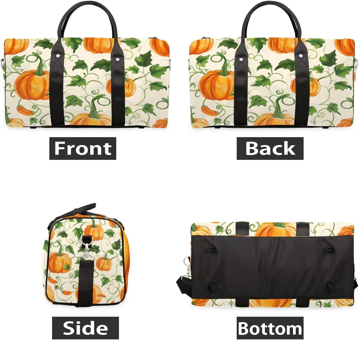 Pumpkin Vegetables Travel Duffle Bag for Women Men Gym Duffel Foldable Bag Waterproof Weekender Thanksgiving Themed Duffle Tote